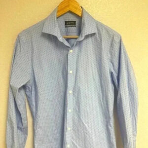 Esquire Mens Blue Long Sleeve Slim Fit Collared Dress Shirt Size 15 34/35